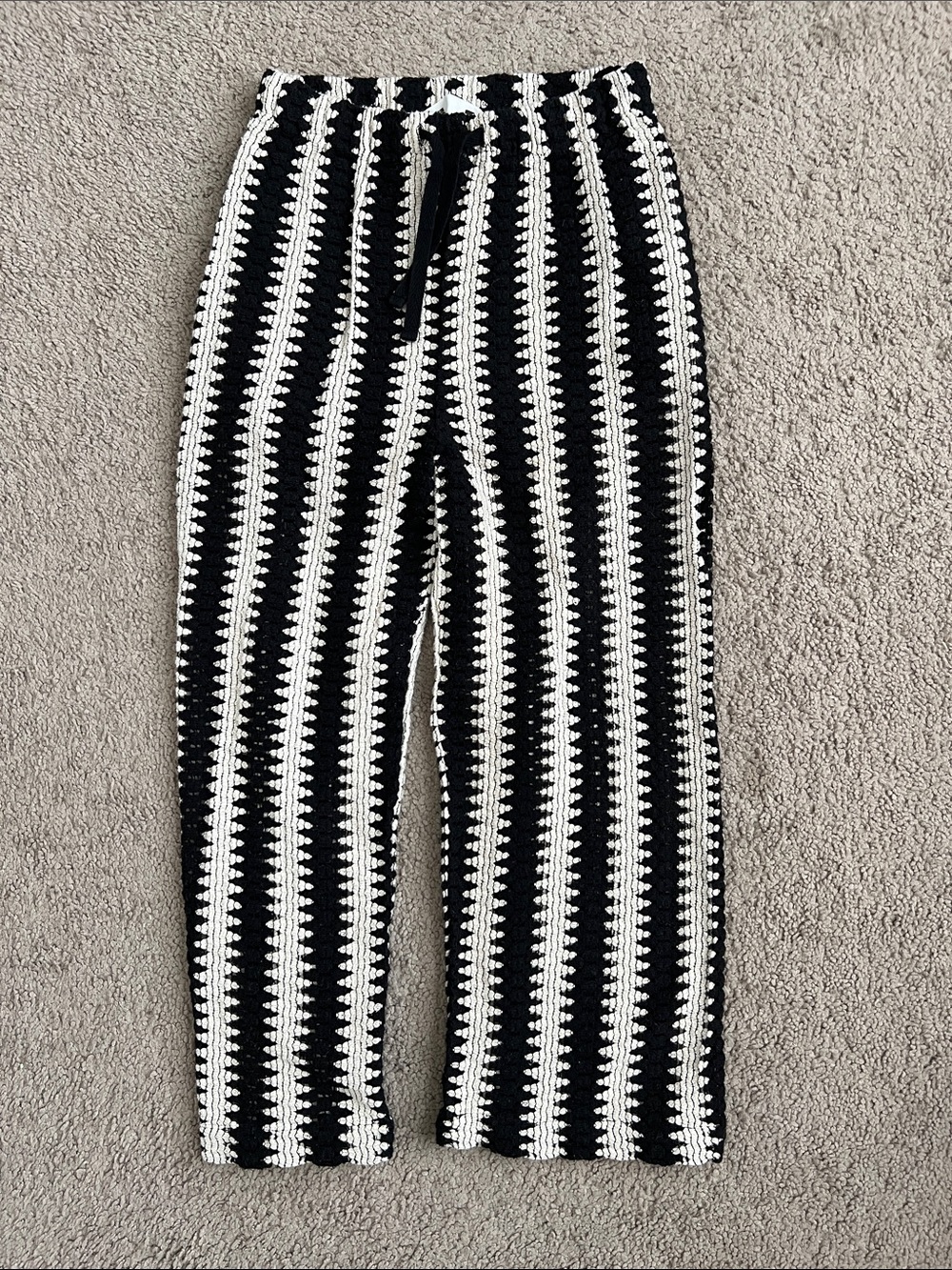 Cotton On Black and White Crochet Stripe Pants